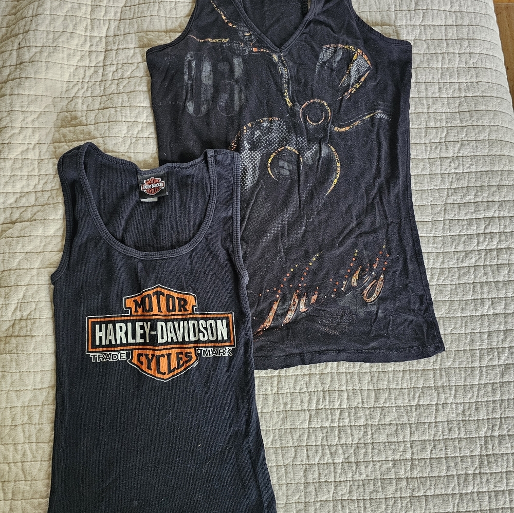 Lot Of 2 Harley-Davidson Women's‎ Size Small Tank Tops O1